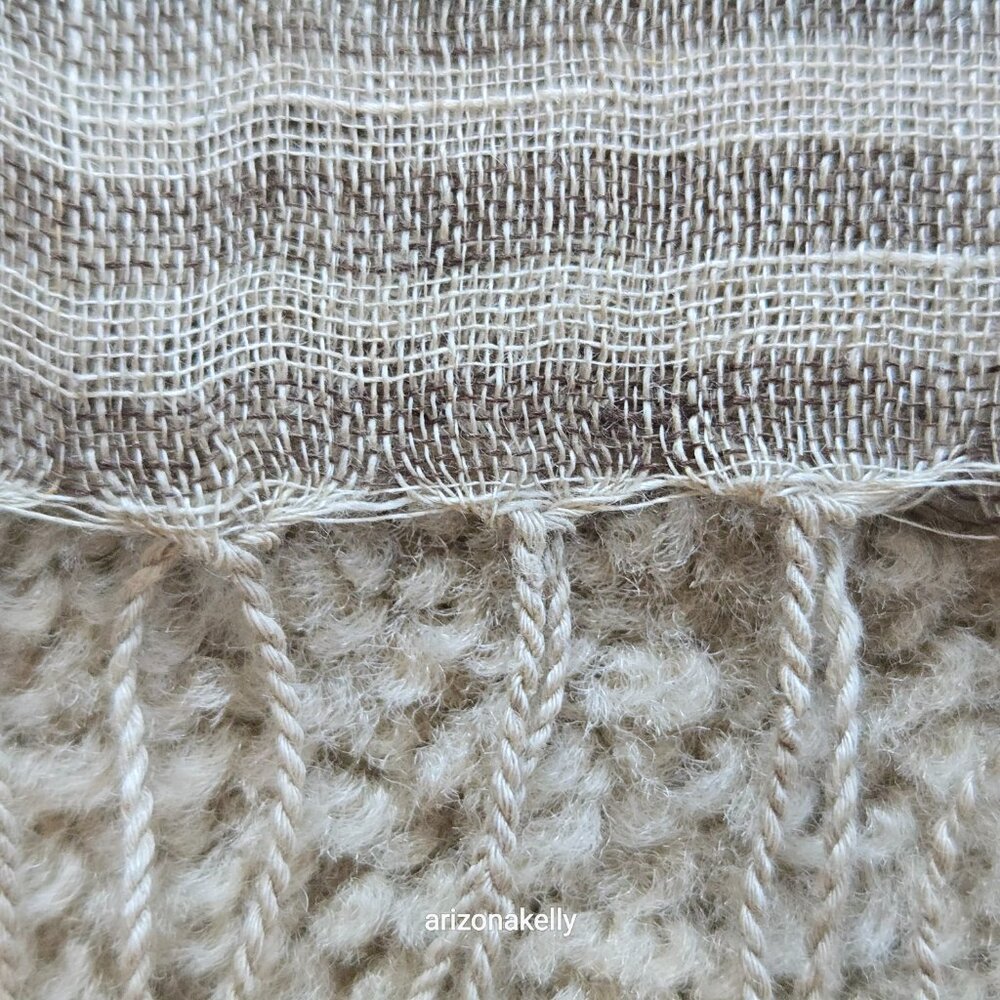 Linen Scarf Tan & Brown Stripe - Picture 2 of 7